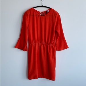 H&M - Red Asymmetrical Dress with 3/4 Sleeves